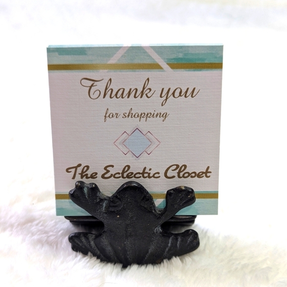 Vintage Bronze Frog Accent Business Card Holder - Picture 3 of 11